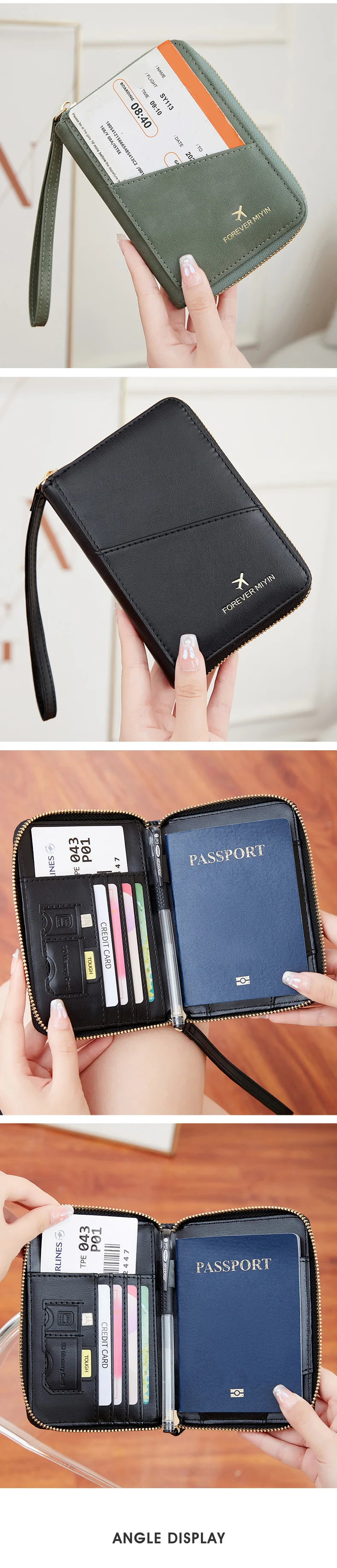 New retro passport bag for men and women RFID fashionablepassport cover multifunctionalPUleather passport clip travelaccessories