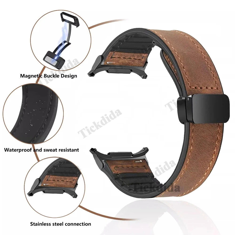 Genuine Leather Strap for Samsung Galaxy Watch Ultra 2 2026 47mm WatchBand for Watch 9 7 Ultra Bracelet Correa Accessories