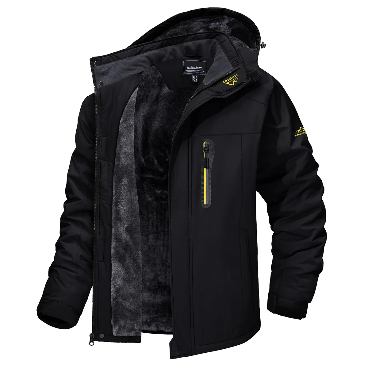 TACVASEN Men's Waterproof Ski Jacket Fleece Lining Warmth Parka Winter Snow Working Outdoors Hooded Coat Rain Shell Windbreaker