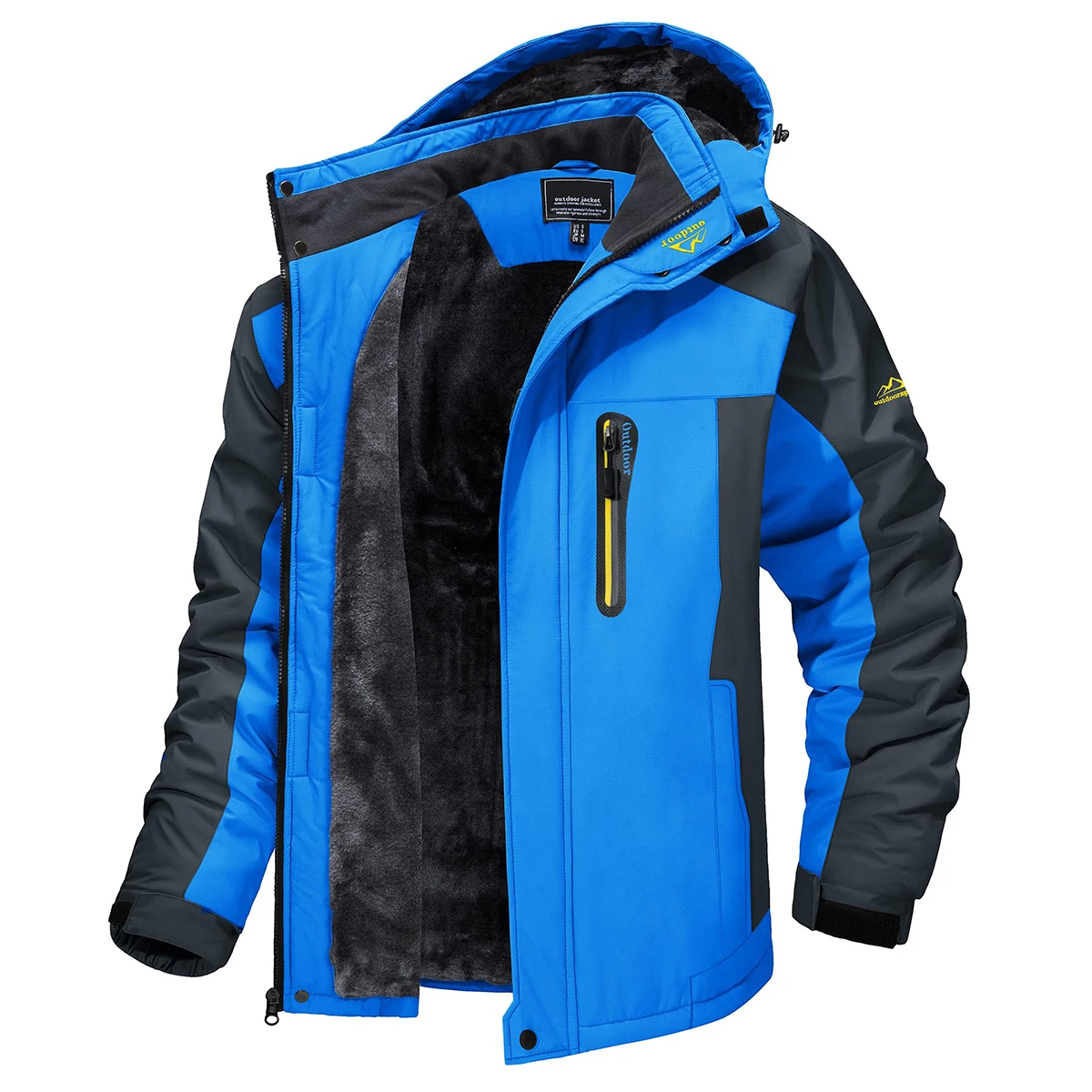 TACVASEN Men's Waterproof Ski Jacket Fleece Lining Warmth Parka Winter Snow Working Outdoors Hooded Coat Rain Shell Windbreaker