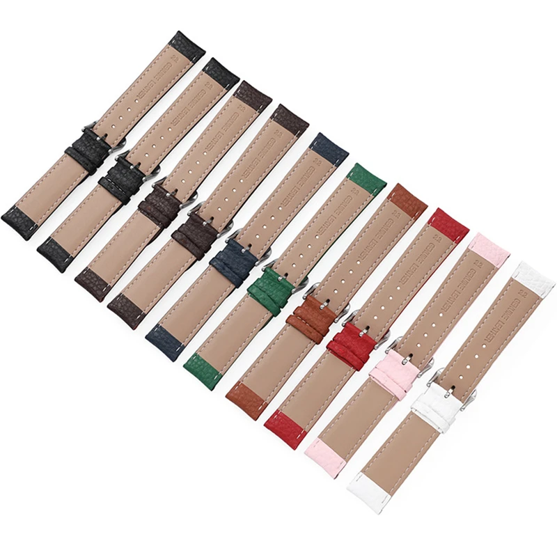 Litchi Pattern Calfskin Watch Band Bracelet 14mm 16mm 18mm 20mm 22mm Replacement Universal Bracelet Soft Watchbands