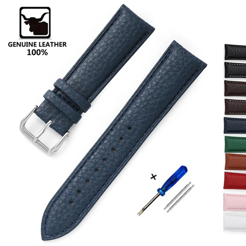 Litchi Pattern Calfskin Watch Band Bracelet 14mm 16mm 18mm 20mm 22mm Replacement Universal Bracelet Soft Watchbands