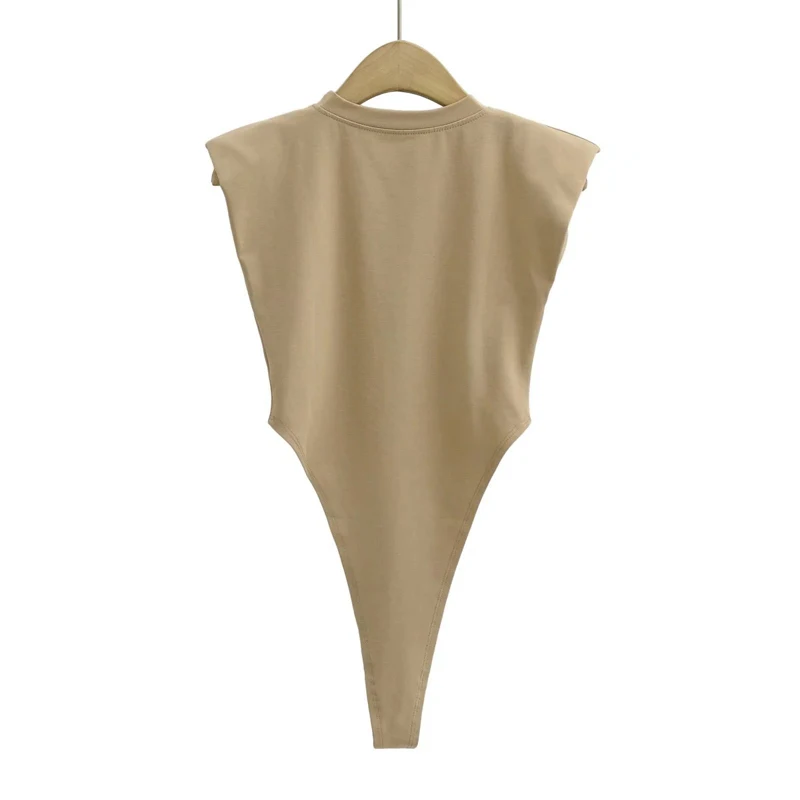 Sexy tops women  Summer one-pieces bodycon bodysuit padded shoulder bodysuit black sleeveless body suits for women white