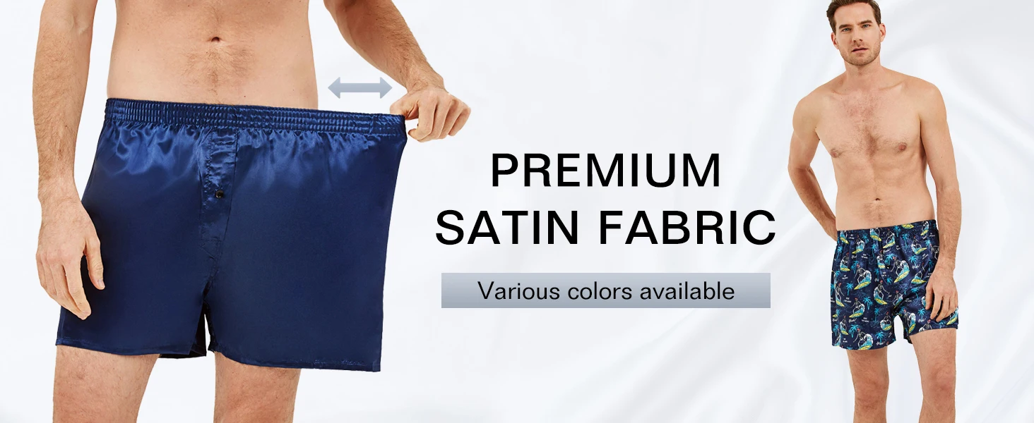 JupiterSecret 6pcs Men's Satin Boxer Shorts Casual Home Underwear Comfortable Silk-Like Bottoms with Elastic Waistband