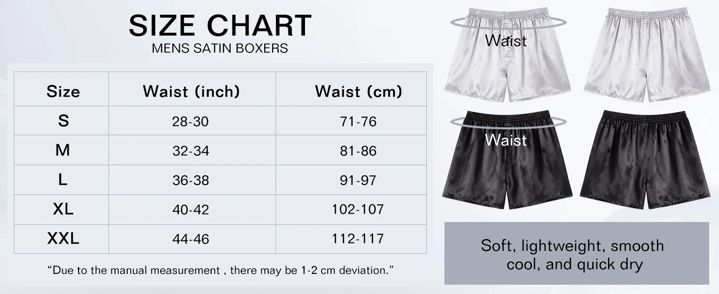 JupiterSecret 6pcs Men's Satin Boxer Shorts Casual Home Underwear Comfortable Silk-Like Bottoms with Elastic Waistband