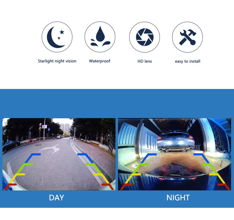 SMARTOUR Car Rear View Camera 1080P Night Vision Reversing Auto Parking Monitor CCD Waterproof 170 Degree HD Video Fish Eye Lens