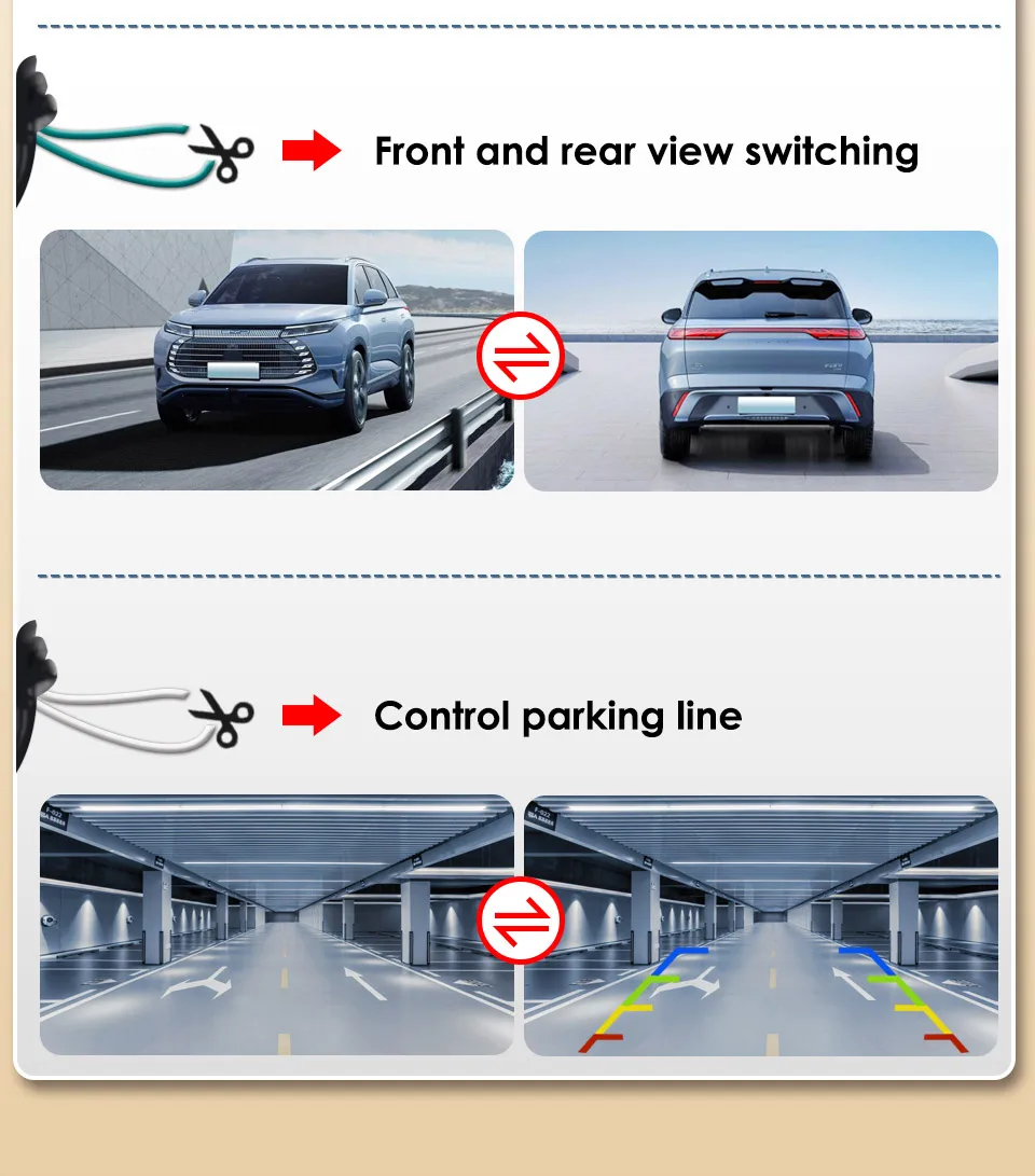 SMARTOUR Car Rear View Camera 1080P Night Vision Reversing Auto Parking Monitor CCD Waterproof 170 Degree HD Video Fish Eye Lens