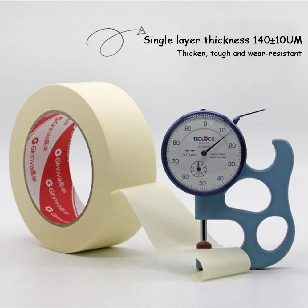 1PC 20M Low Viscosity Masking Tape White 6mm-50mm Single Side Tape Adhesive Crepe Paper for Oil Painting Sketch Drawing Supplies