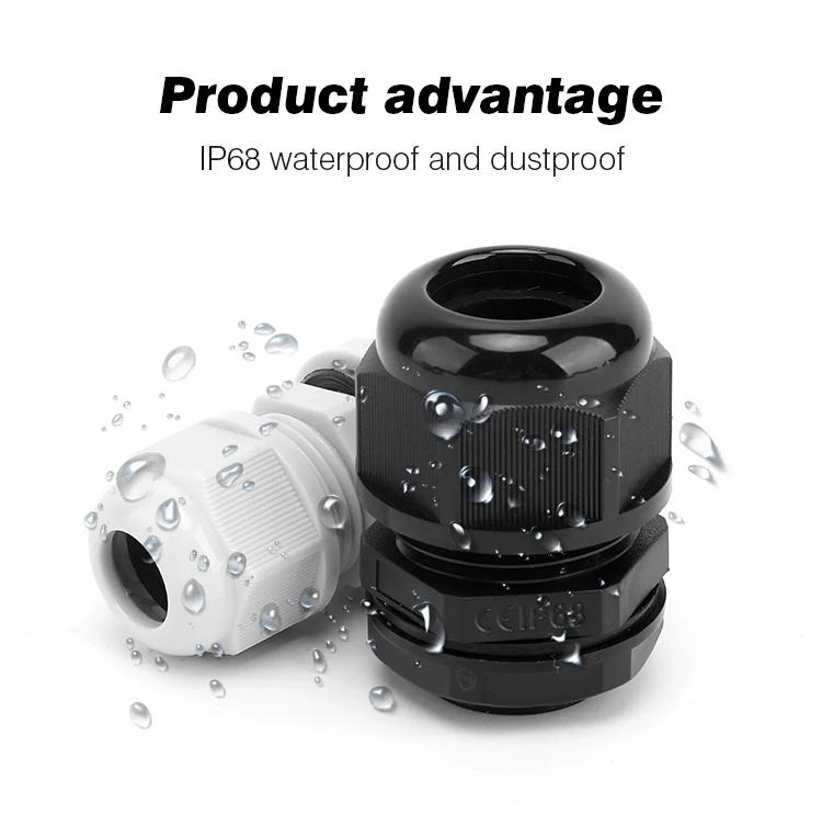 10PCS Waterproof Cable Gland M8 M12 M16 M20 M25 M32 M40 Black Plastic Seal Joint Nylon IP68 White Cable Fixing Nylon Connector
