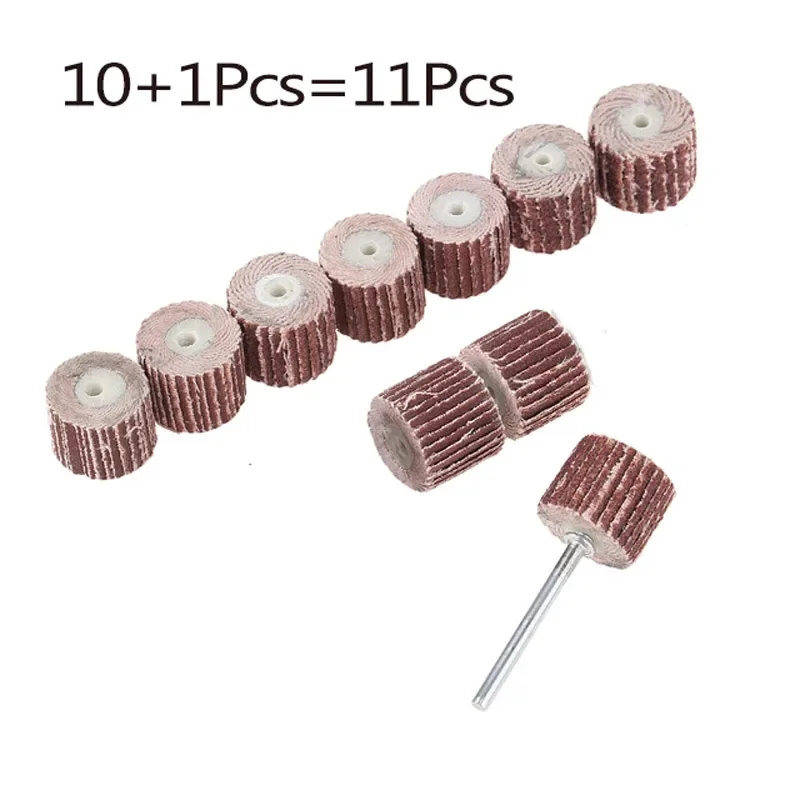 11PCS Sanding Flap Set with 3mm Shank Grinding Wheel Head Sander Abrasive Tools Sandpaper Rust Removal for Dremel Rotary Tools