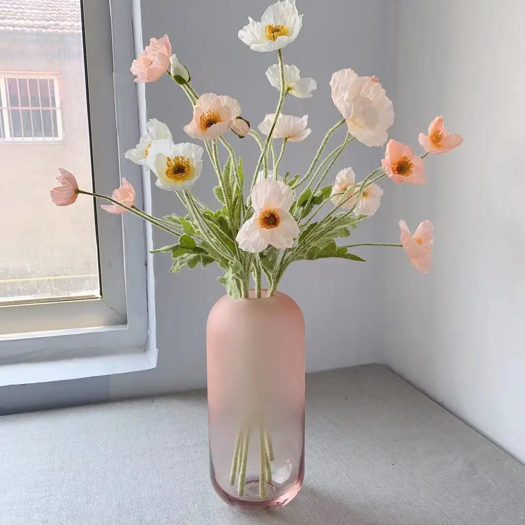 Artificial Flowers Fake Poppy Silk Flowers Long Stem Housewarming Garden Table Wedding DIY Party Wedding Bridal Bouquet Decor