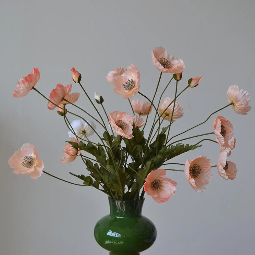 Artificial Flowers Fake Poppy Silk Flowers Long Stem Housewarming Garden Table Wedding DIY Party Wedding Bridal Bouquet Decor