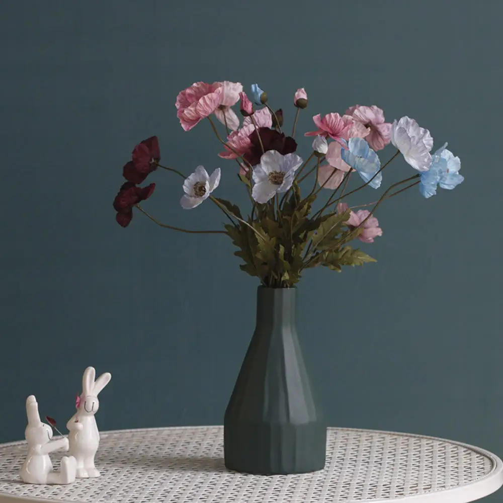 Artificial Flowers Fake Poppy Silk Flowers Long Stem Housewarming Garden Table Wedding DIY Party Wedding Bridal Bouquet Decor