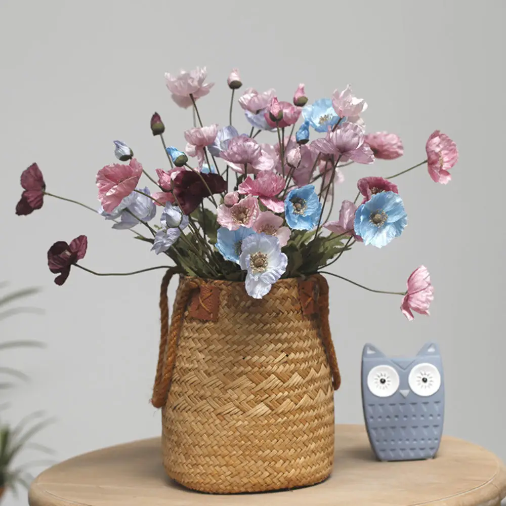 Artificial Flowers Fake Poppy Silk Flowers Long Stem Housewarming Garden Table Wedding DIY Party Wedding Bridal Bouquet Decor