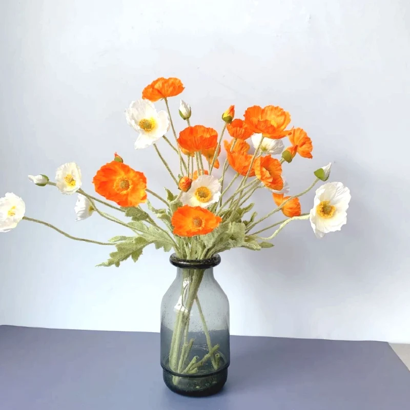 Artificial Flowers Fake Poppy Silk Flowers Long Stem Housewarming Garden Table Wedding DIY Party Wedding Bridal Bouquet Decor