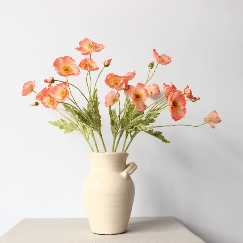 Artificial Flowers Fake Poppy Silk Flowers Long Stem Housewarming Garden Table Wedding DIY Party Wedding Bridal Bouquet Decor