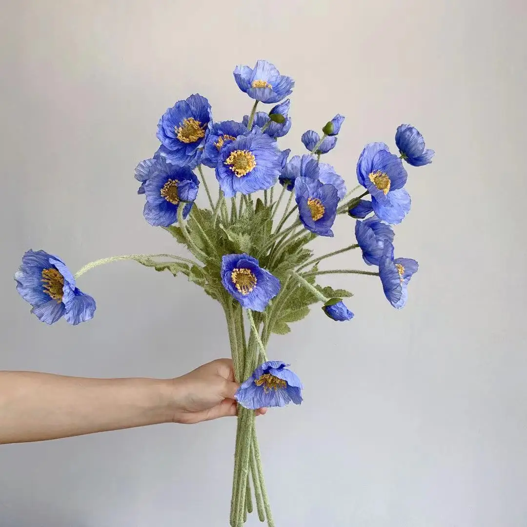 Artificial Flowers Fake Poppy Silk Flowers Long Stem Housewarming Garden Table Wedding DIY Party Wedding Bridal Bouquet Decor