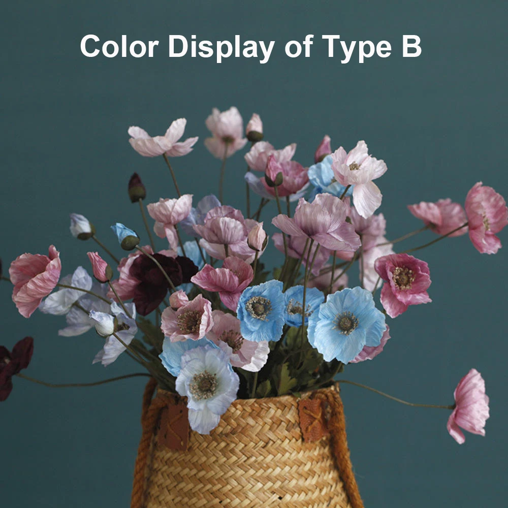 Artificial Flowers Fake Poppy Silk Flowers Long Stem Housewarming Garden Table Wedding DIY Party Wedding Bridal Bouquet Decor