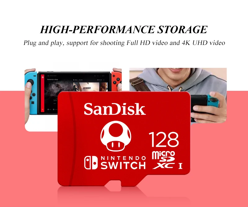 SanDisk Micro SD Memory Card 64GB MicroSDXC For Nintendo Switch Game Storage 128GB 256GB Up to 100MB/s 512GB Switch Memory Card