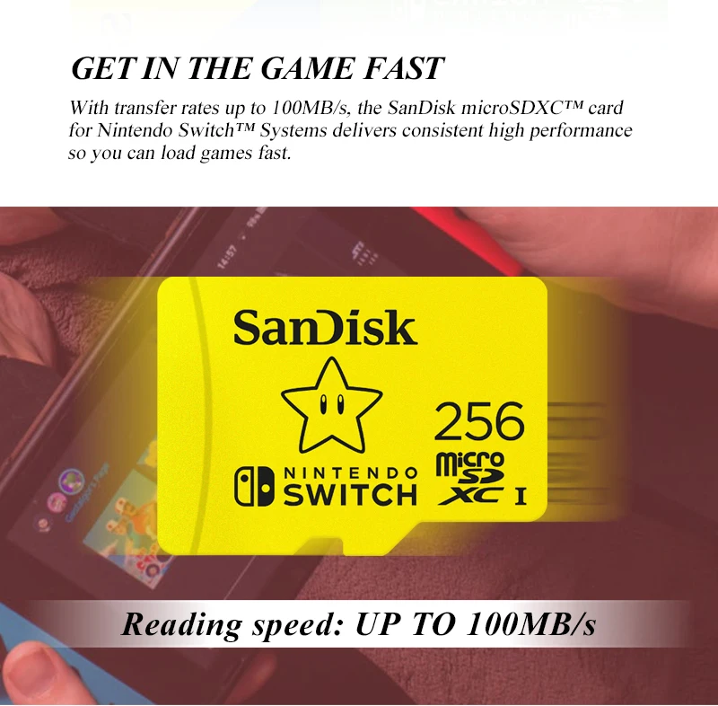 SanDisk Micro SD Memory Card 64GB MicroSDXC For Nintendo Switch Game Storage 128GB 256GB Up to 100MB/s 512GB Switch Memory Card