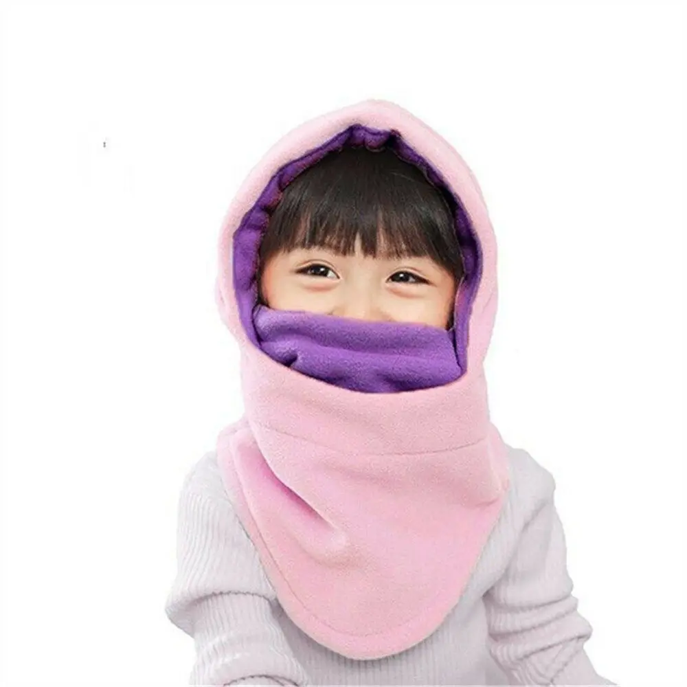 Kids Winter Fleece Balaclava Hat Thermal Neck Warm Full Face Ski Mask Hood Cap Boys Girls Children Cap for 3-10 Years