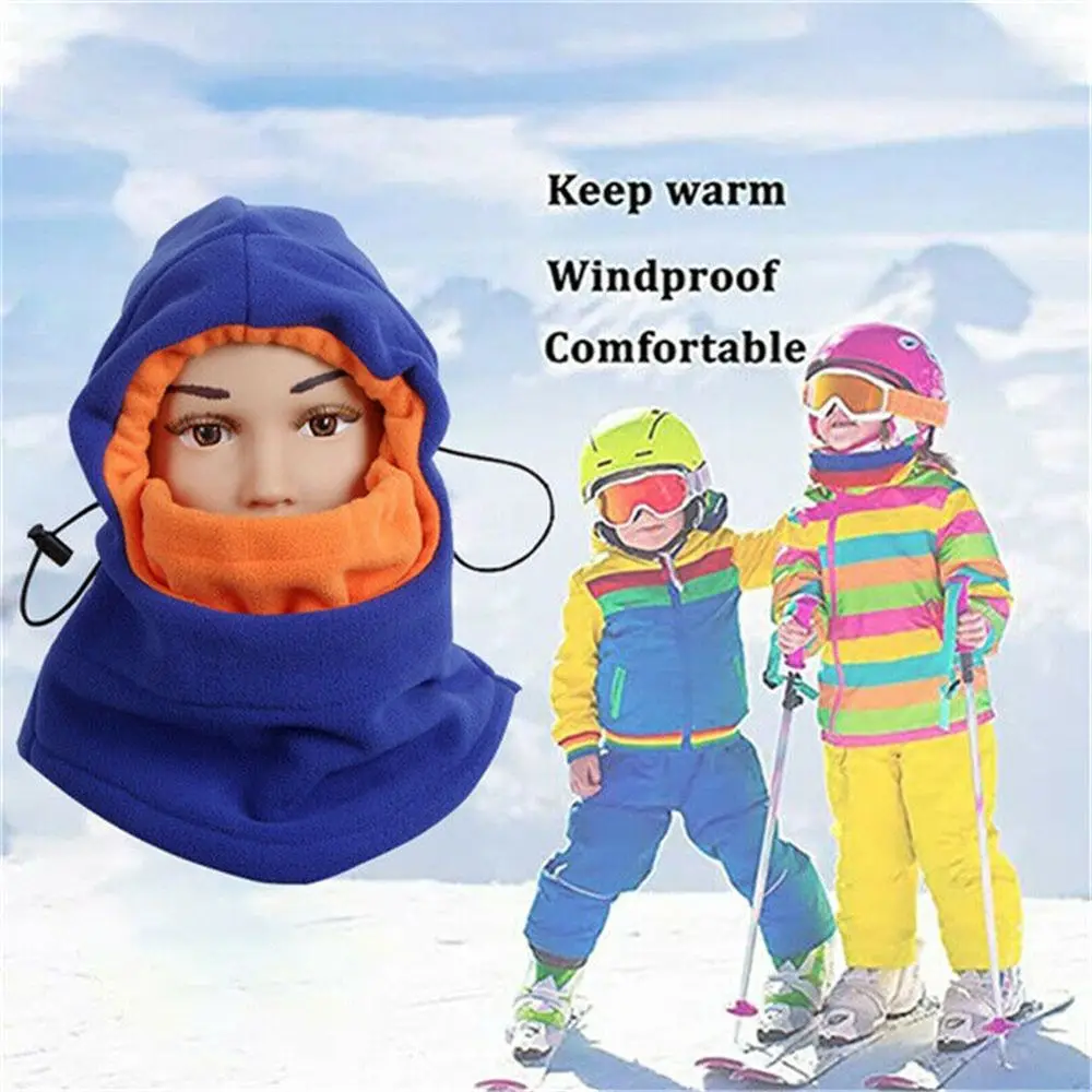 Kids Winter Fleece Balaclava Hat Thermal Neck Warm Full Face Ski Mask Hood Cap Boys Girls Children Cap for 3-10 Years
