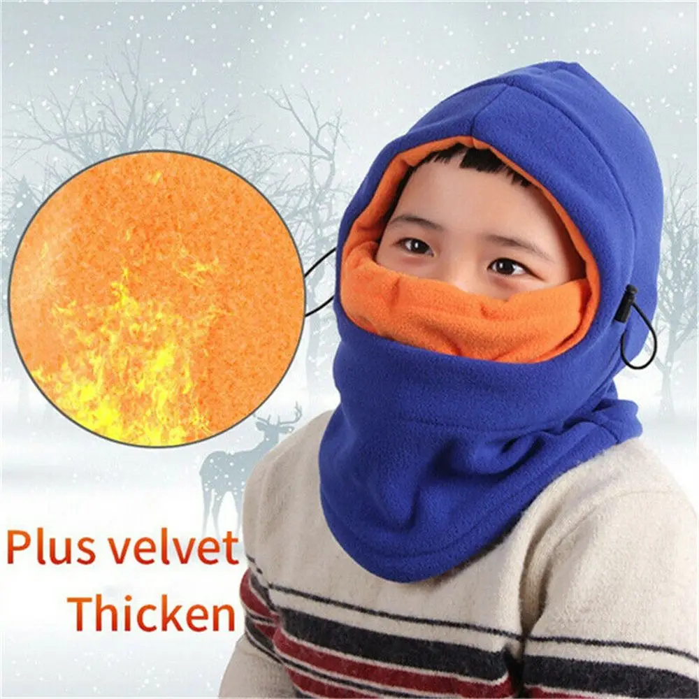 Kids Winter Fleece Balaclava Hat Thermal Neck Warm Full Face Ski Mask Hood Cap Boys Girls Children Cap for 3-10 Years