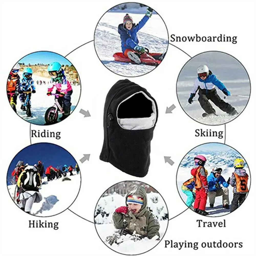 Kids Winter Fleece Balaclava Hat Thermal Neck Warm Full Face Ski Mask Hood Cap Boys Girls Children Cap for 3-10 Years