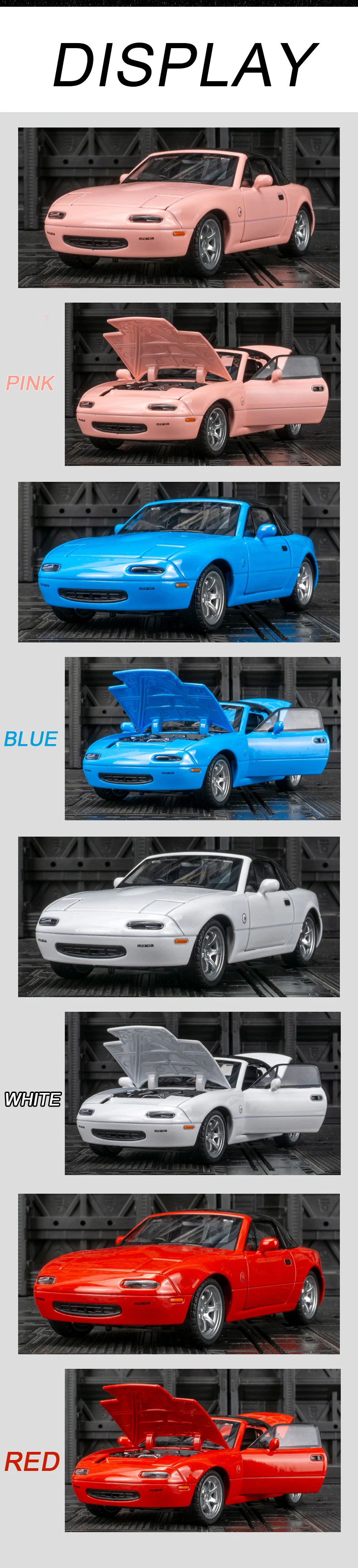 1:32 Mazda MX5 Supercar Alloy Die Cast Toy Car Model Sound and Light Pull Back Toy Collectibles Birthday gift