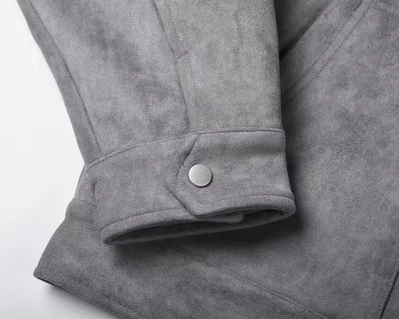 Autumn Jackets Oversize Casual Clothes High Street Pockets Laper Zipper Suede Thick Coat Mens Windbreaker Loose