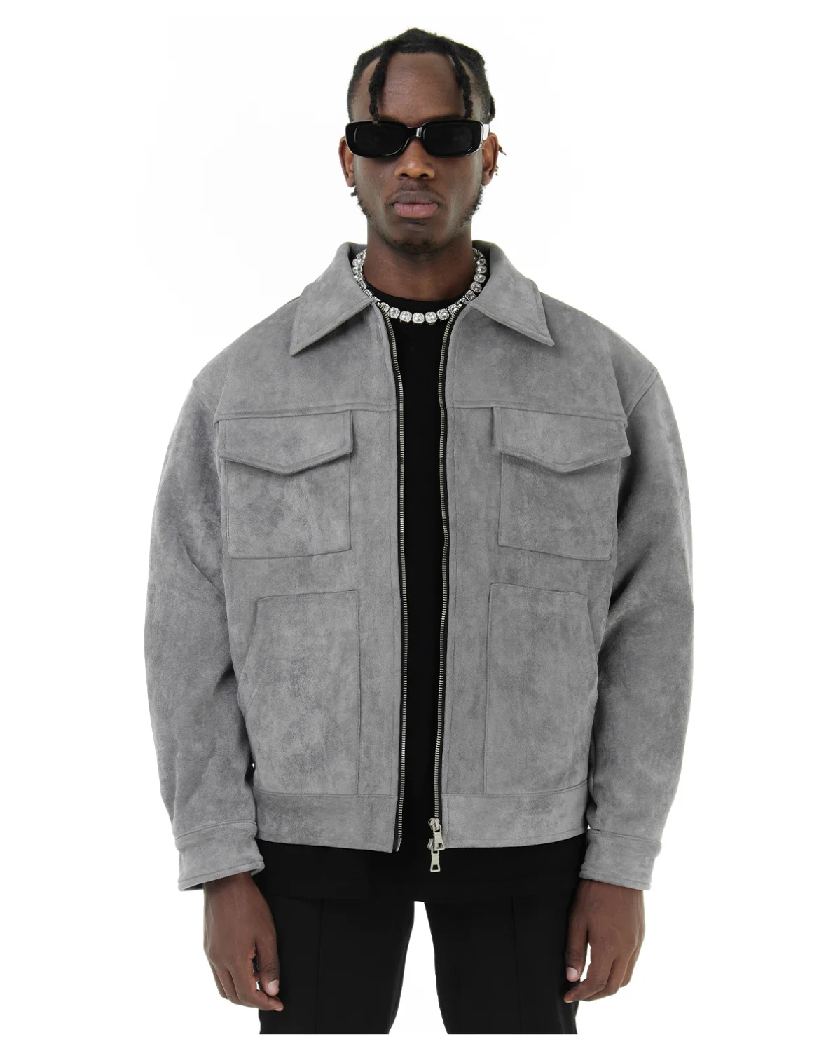 Autumn Jackets Oversize Casual Clothes High Street Pockets Laper Zipper Suede Thick Coat Mens Windbreaker Loose