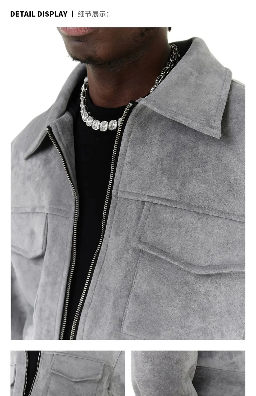 Autumn Jackets Oversize Casual Clothes High Street Pockets Laper Zipper Suede Thick Coat Mens Windbreaker Loose