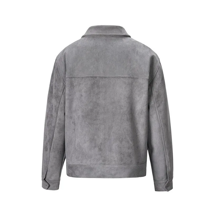 Autumn Jackets Oversize Casual Clothes High Street Pockets Laper Zipper Suede Thick Coat Mens Windbreaker Loose