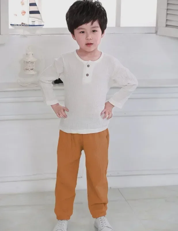Infant Baby Boy Girl Clothes Set for Party Long Sleeve Baby Shirts Loose Pant Toddler Kids Clothes Spring Summer Muslin Clothes