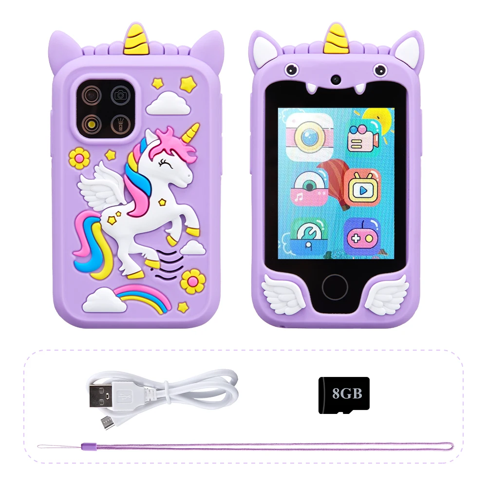 Kids Muscial Smart Phone Toys Cartoon Unicorn Touchscreen Baby Mobile for Girls Boys Educational Toys Birthday Christmas Gifts
