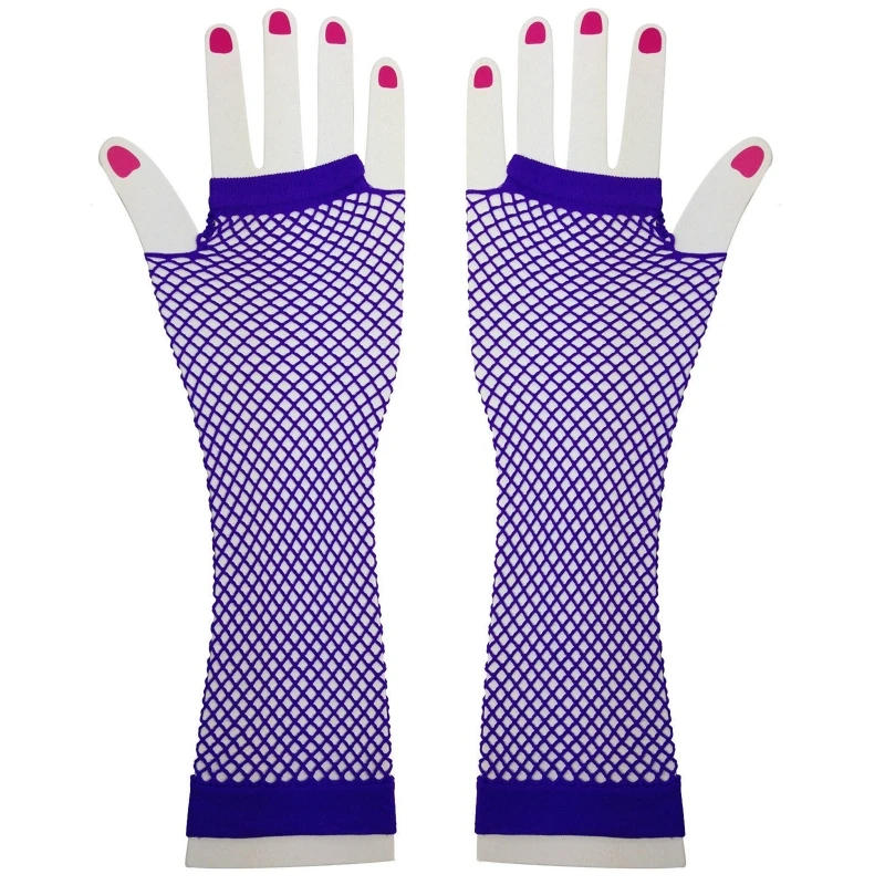1Pair 80s 90s Short Fishnet Hand Gloves Short Gloves Punk Neon Fingerless Gloves Fancy Dress Accessory for Costume Party