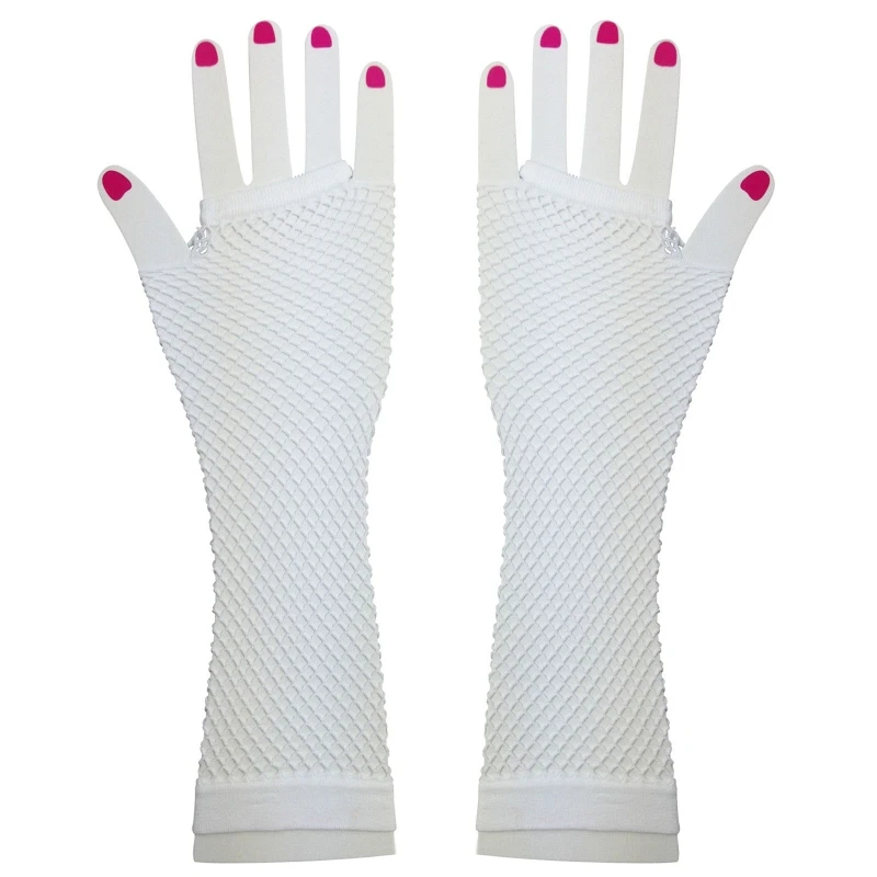 1Pair 80s 90s Short Fishnet Hand Gloves Short Gloves Punk Neon Fingerless Gloves Fancy Dress Accessory for Costume Party