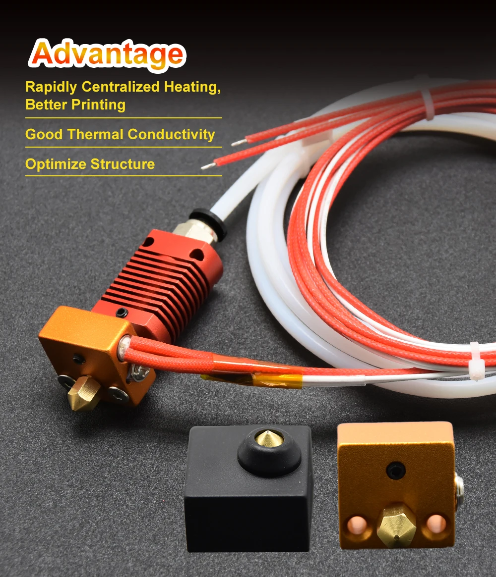 Ender 3 Metal J-Head CR10 MK8 Hotend Extruder Kit Heat Block Nozzle Heater Thermistor for CR10s Pro Ender3 V2 Ender 5 3D Printer