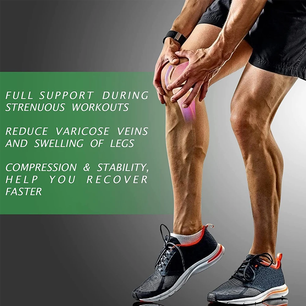 BraceTop Long Leg Compression Sleeves,Full Leg Sleeve Long Knee Brace Knee Support Protect Basketball,Football, Knee Pain Relief