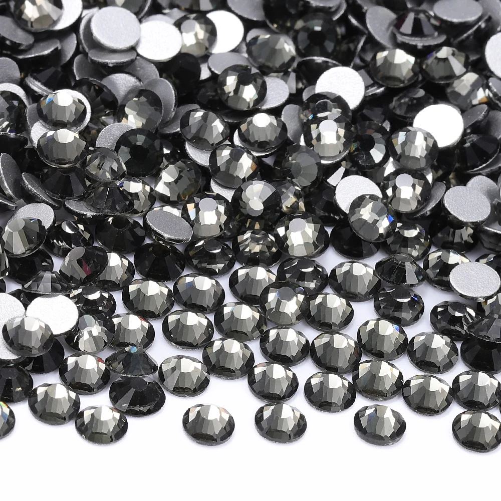 QIIY Top Quality Glass Flat Back Rhinestones Glitter Crystal AB Stones Glue On Strass Rhinestone for Nail Art Clothes Decoration