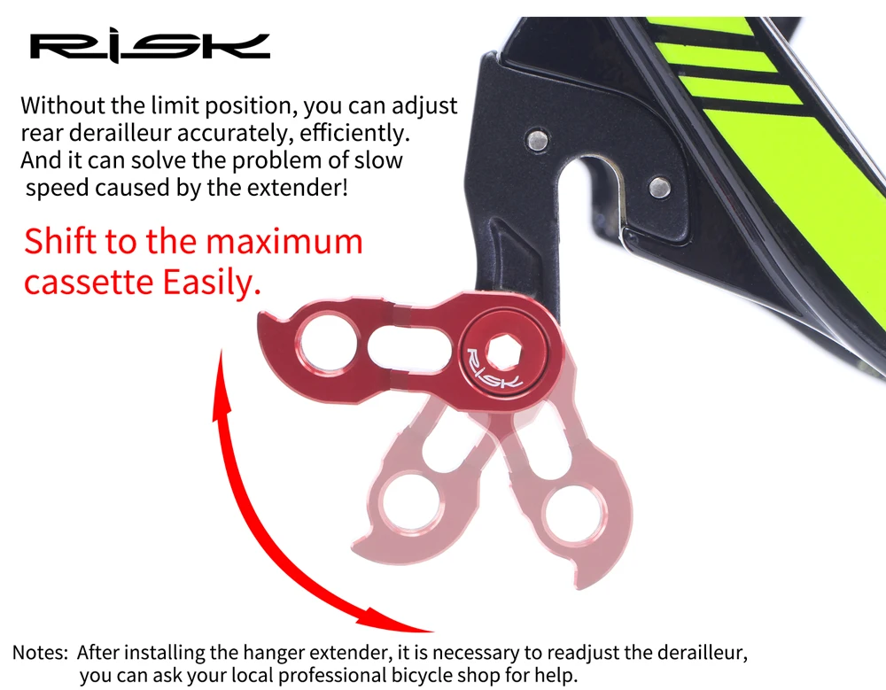 RISK Bicycle Rear Derailleur Hanger Extension Road MTB Mountain Bike Cycling Frame Gear Tail Hook Extender Convertor Adapter