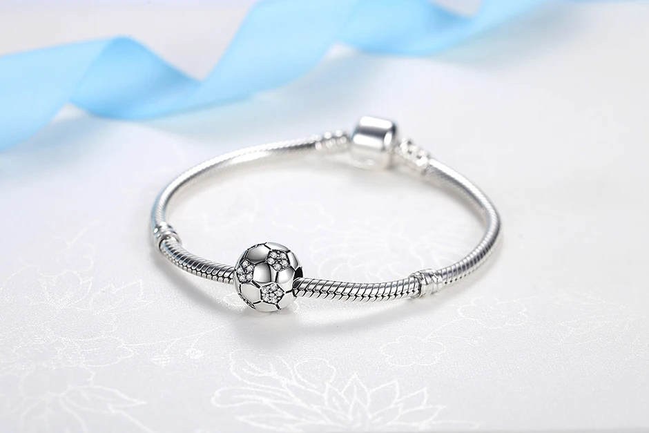 Original 925 Sterling Silver Charms Soccer Football Love Coffee Beads Fit Brand Bracelets Necklaces DIY Jewelry For Women