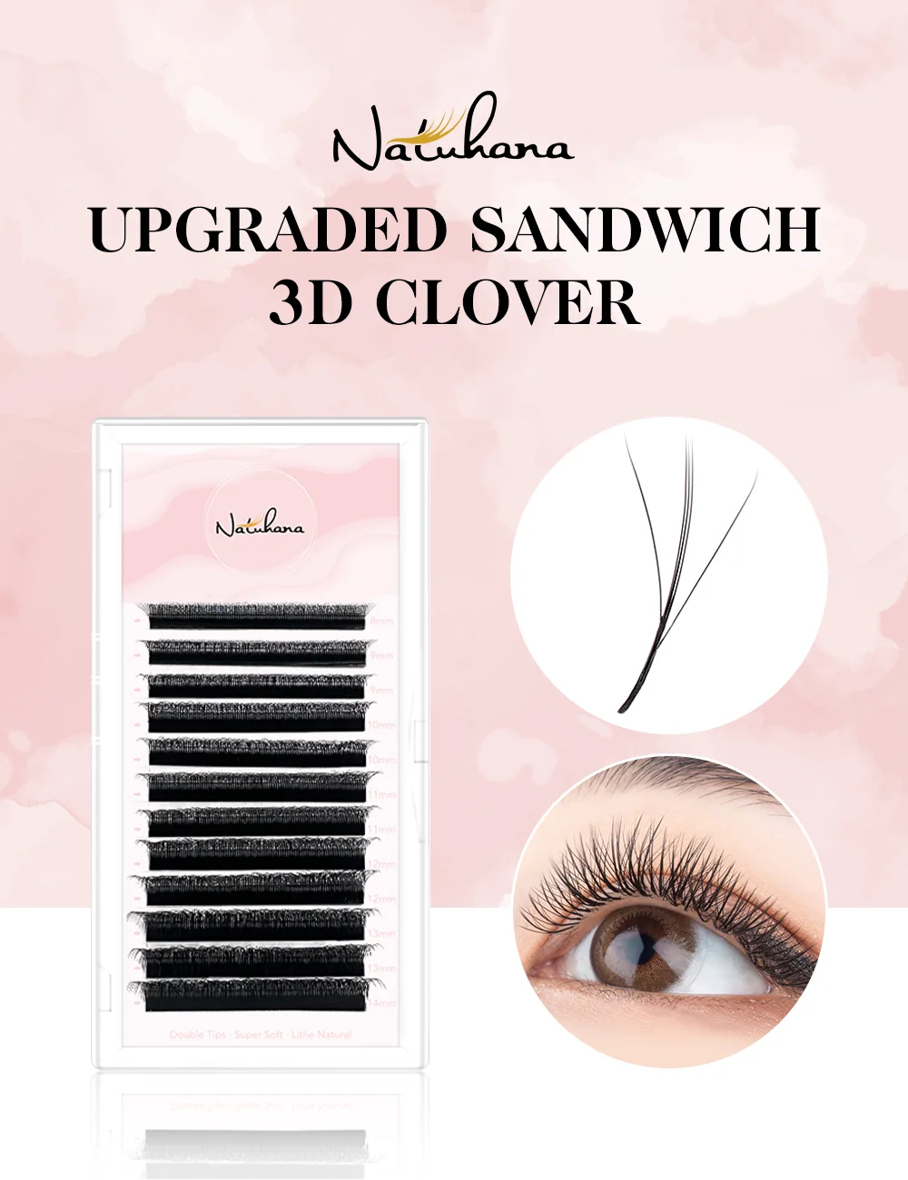 NATUHANA New 3DW Shape Eyelash Extension 3D Premade Volume Fan Lashes W Style Lashes Faux Mink Volume Lashes Korean Makeup