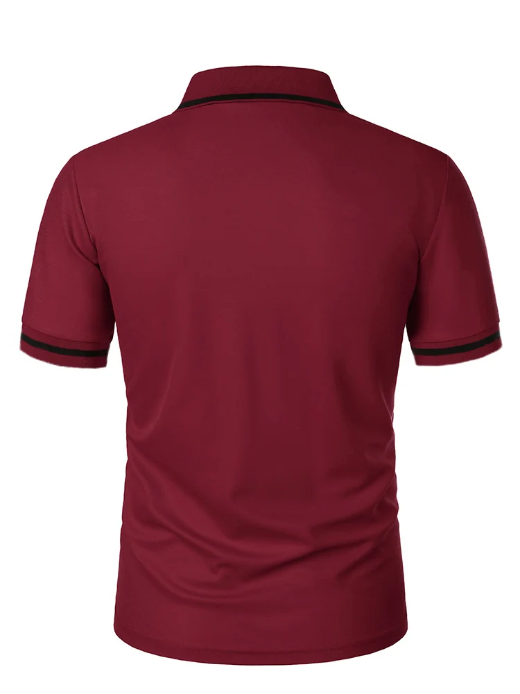Men's casual fashion solid color short sleeve top lapel men's short sleeve T-shirt Casual fashion solid color top short sleeve