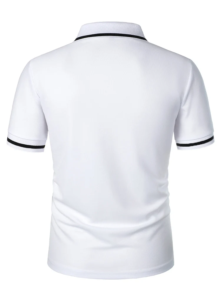 Men's casual fashion solid color short sleeve top lapel men's short sleeve T-shirt Casual fashion solid color top short sleeve