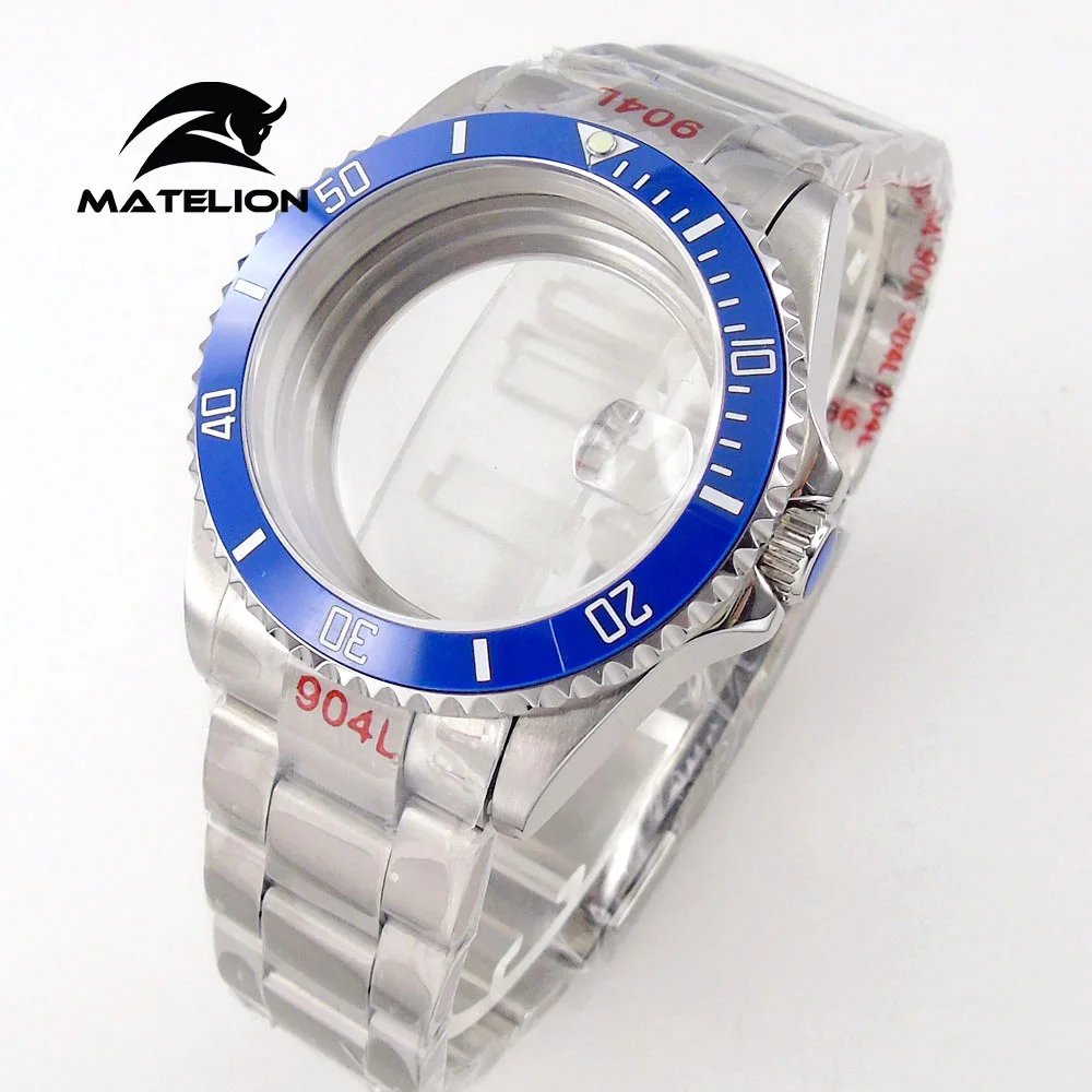 Matelion 20ATM Dive 40mm SUB Case Fit NH35 NH34 GMT ETA 2824 PT5000 Watch Case Steel Bracelet Sapphire 120 Clicks Sliding Buckle