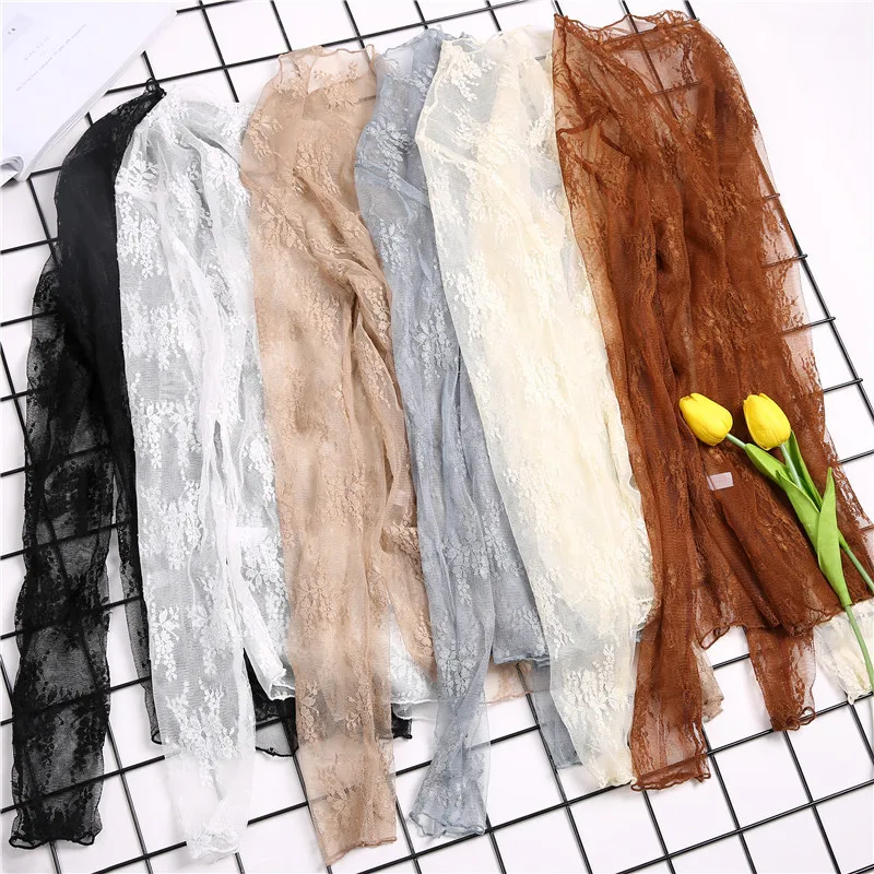 Women Lace Bottomed Blouse T-shirt Spring And Autumn Long Sleeve Mesh Crop Top Foreign Style Sexy Hollow Mesh Top High Neck 2024