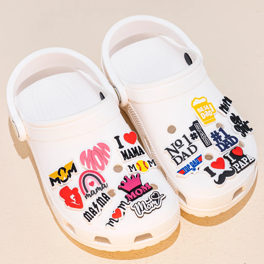 1/50pcs Shoe Charms for Family Mom Baby Dad Shoe Decorations Pins for Women Men Kids Ornament Favor Gift Shoe Accessories Buckle