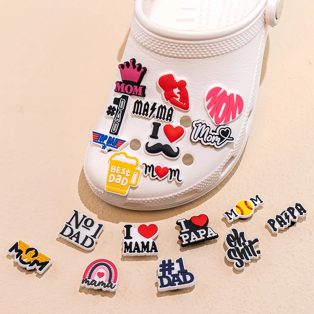 1/50pcs Shoe Charms for Family Mom Baby Dad Shoe Decorations Pins for Women Men Kids Ornament Favor Gift Shoe Accessories Buckle