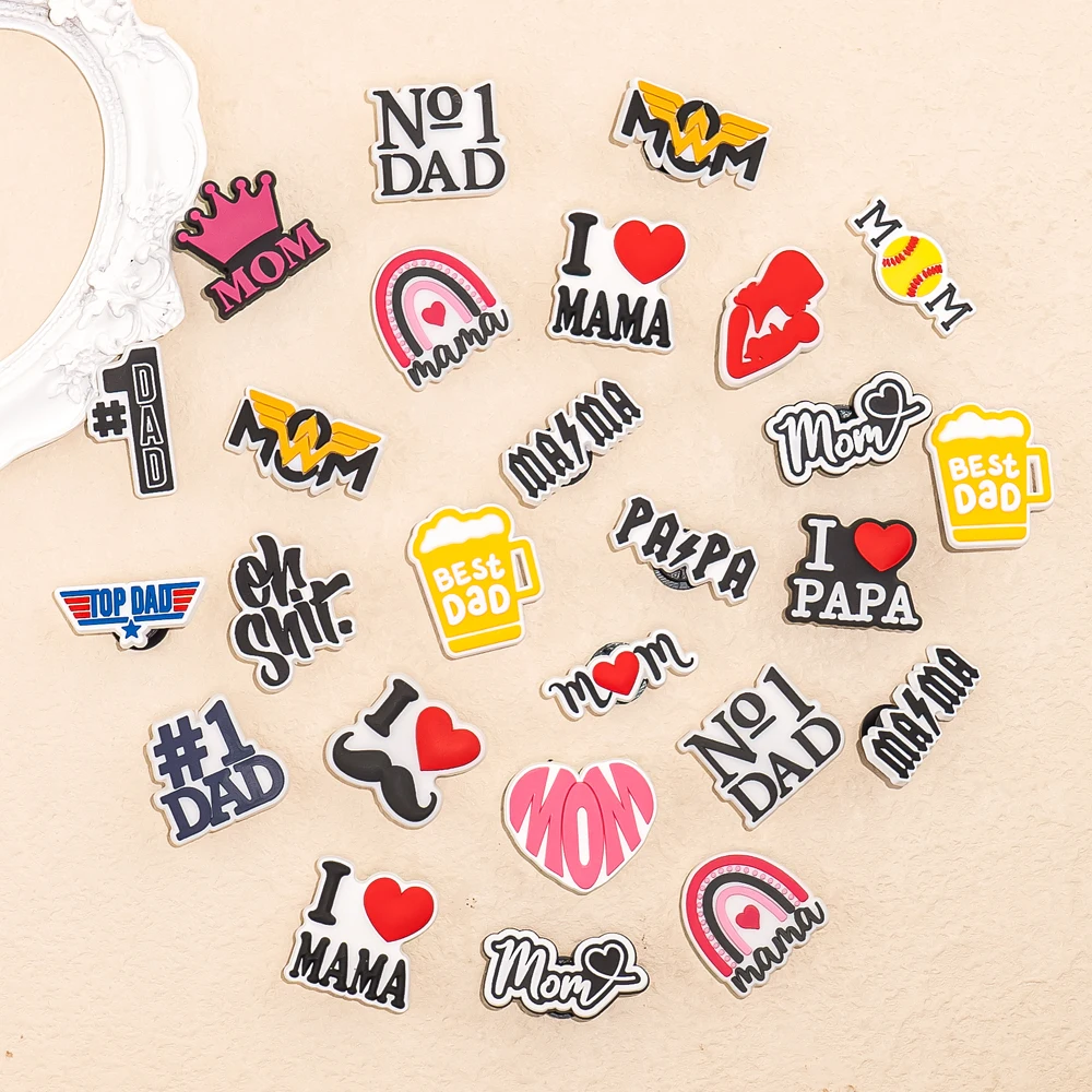 1/50pcs Shoe Charms for Family Mom Baby Dad Shoe Decorations Pins for Women Men Kids Ornament Favor Gift Shoe Accessories Buckle
